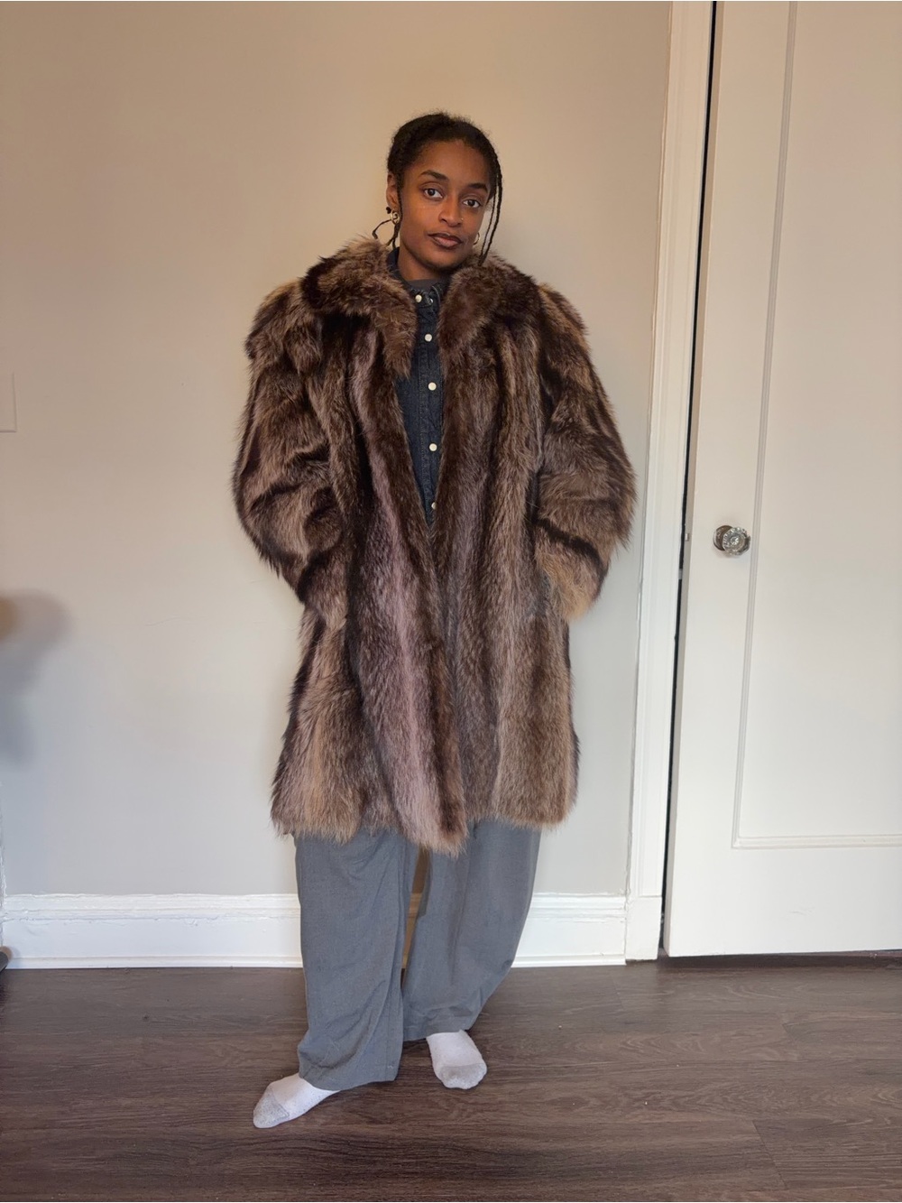 Vintage raccoon coat size L